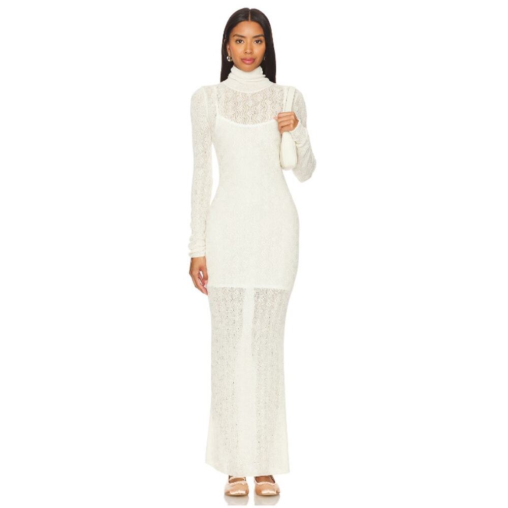 A.L.C. Jayce Dress in Cream Alpaca Wool Slinky Knit Womans Large